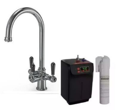 ELLSI Bishop Traditional Chrome Cruciform 3-in1 Hot Water Kitchen Tap, Black Ceramic Levers with Boiler & Filter, PDT-000271-215-5 (EL) *SPECIAL OFFER* ELLSI Bishop Traditional Chrome Cruciform 3-in1 Hot Water Kitchen Tap, Black Ceramic Levers with Boiler & Filter, PDT-000271-215-5 (EL) *SPECIAL OFFER*